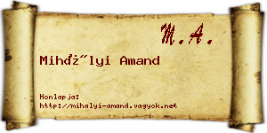 Mihályi Amand névjegykártya